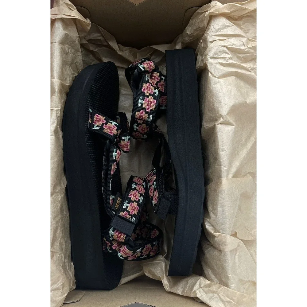 Teva Midform Universal Womens Sport Platform Sandals Size 7‎ Black Floral Multi